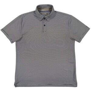 Twillory Polo Shirt Mens L Navy Blue Striped Performance Athleisure Short Sleeve
